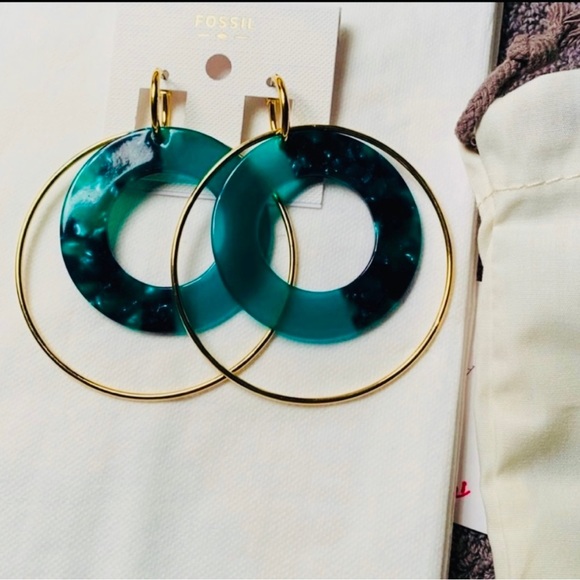 Fossil Green Acetate Hoop Earrings - Picture 4 of 5